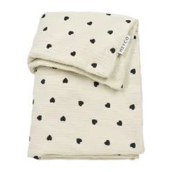 Meyco Deken Borduur Pre-Washed - Sweet Heart - Soft Sand - 100 x 150 cm