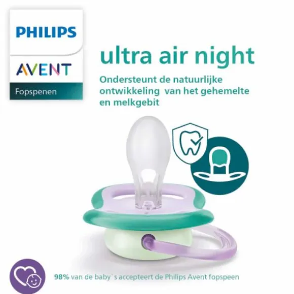 Avent Ultra Air Fopspeen - Nacht - 0-6 Mnd - 2 Stuks