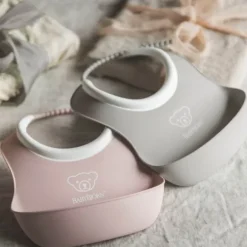 BabyBjörn Duo Slabbetje - Grijs / Pastelroze