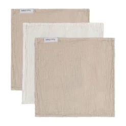 Baby's Only Tender Monddoekje - 3-Pack - 30x30cm - Beige / Linen