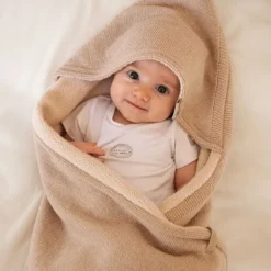 Bamboom 4 Season Hooded Baby Wrap Blanket - 75x75 cm - Stone Sand