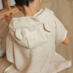 Bamboom Badponcho Baby 0–2 Jaar - Bamboe Wafel Terry - Warm White