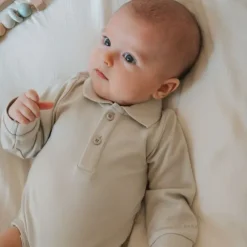 Bamboom Long Sleeve Body Polo - 6 Mnd - Sand