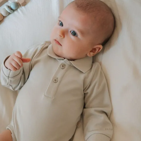 Bamboom Long Sleeve Body Polo - 6 Mnd - Sand