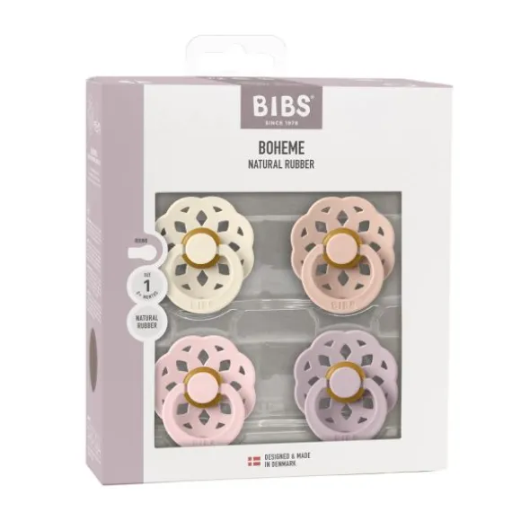 Bibs Boheme Fopspeen - 4 Pack - Size 1 - Ivory/Blush/Woodchuck/Blossom