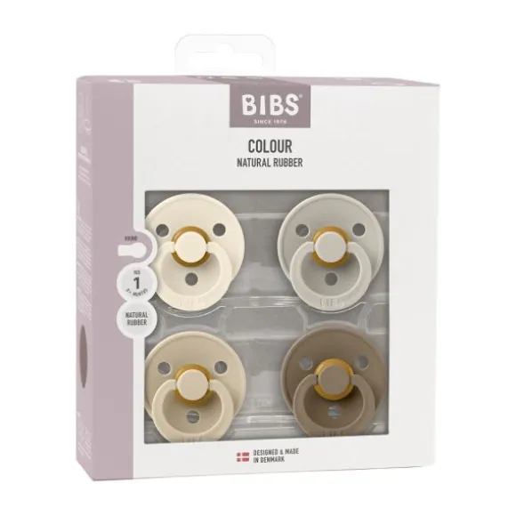 Bibs Colour Fopspeen - 4 Pack - Size 1 - Ivory/Sand/Vanilla/Dark Oak