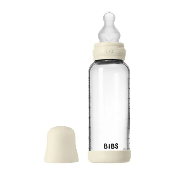 BIBS Fles - Medium Flow - 240 ml - Silicone/Glas - Ivory