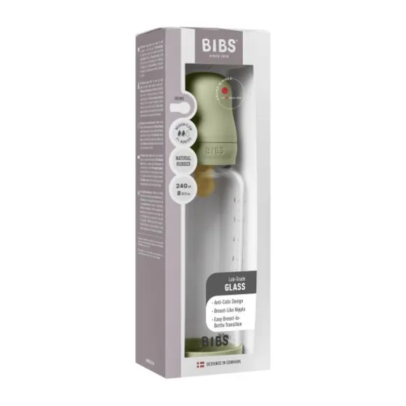 BIBS Fles - Medium Flow - 240 ml - Glas/Latex - Ivory