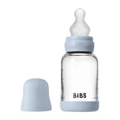 BIBS Fles - Slow Flow - 120 ml - Silicone/Glas - Baby Blue