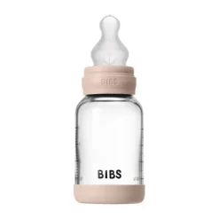 BIBS Fles - Slow Flow - 120 ml - Silicone/Glas - Baby Blue