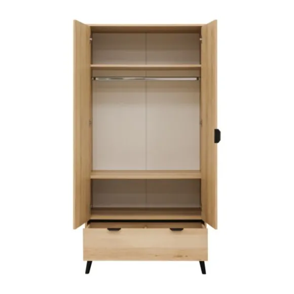 Bopita Fay 2-Deurskast - Naturel/Mat Zwart