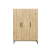 Bopita Kledingkast - Xem - Mat Zwart/Eiken - 3-Deurs