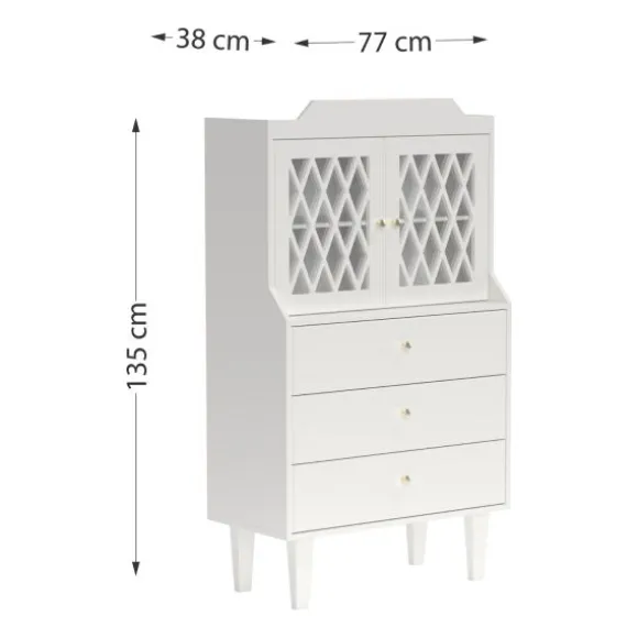 Cam Cam Copenhagen Harlequin French Cabinet - White
