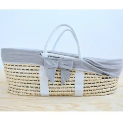 Childhome Moses Mand Inclusief Matras - Naturel - Jersey Bekleding Grijs