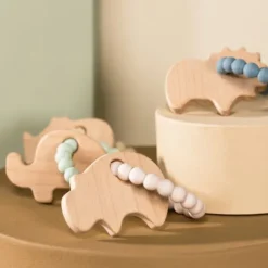 DAY Dierenfiguren Bijtring - Silicone - Neushoorn - Ivory Cream