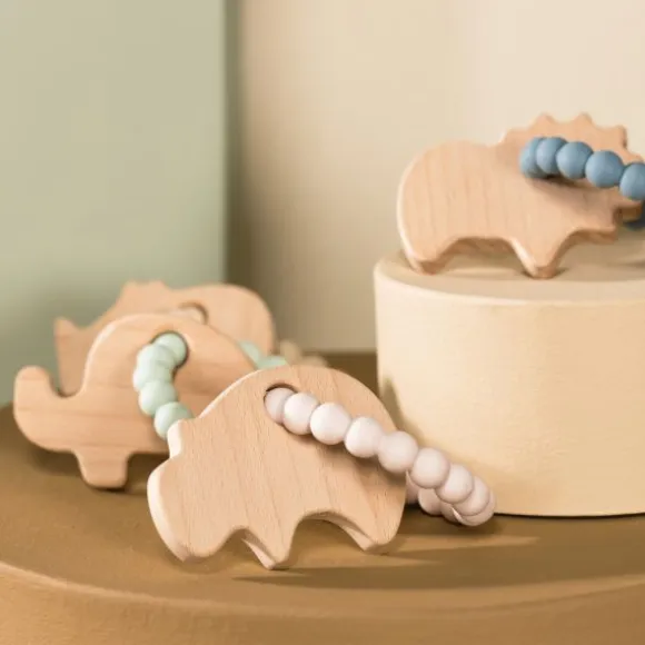 DAY Dierenfiguren Bijtring - Silicone - Neushoorn - Ivory Cream