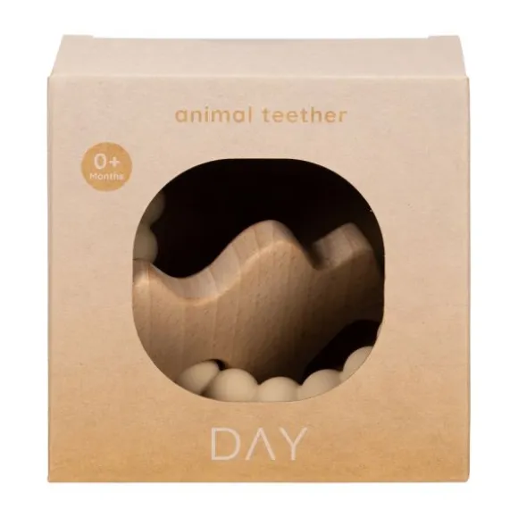 DAY Dierenfiguren Bijtring - Silicone - Neushoorn - Ivory Cream