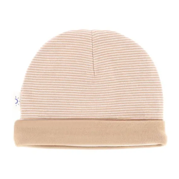 DAY Mutsje Gestreept - Mocha - 0-6 Mnd