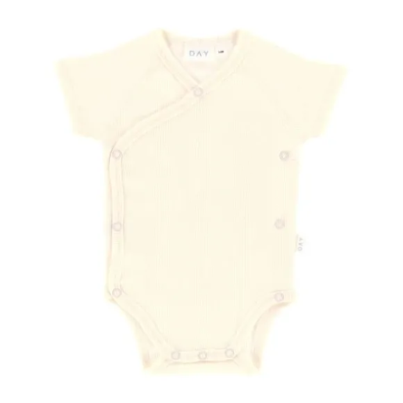 DAY Overslagromper Korte Mouw Rib - Mt. 74/80 - Cream