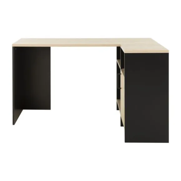 Diagone Liverpool Hoekbureau - Wit-Hout Natuurlijk Kastanjebruin