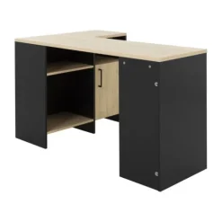 Diagone Liverpool Hoekbureau - Wit-Hout Natuurlijk Kastanjebruin