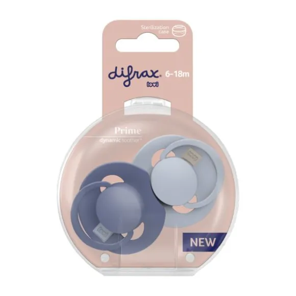 Difrax Dynamic Lovi Prime Fopspeen - 6-18mnd - 2st. - Baby Blue / Blue