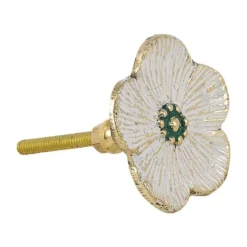 Doing Goods Knop - Faye Flower - Wit Messing