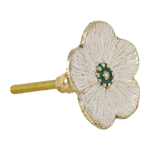 Doing Goods Knop - Faye Flower - Wit Messing