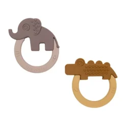 Done By Deer Friends Bijtring Mustard / Powder 2 Stuks