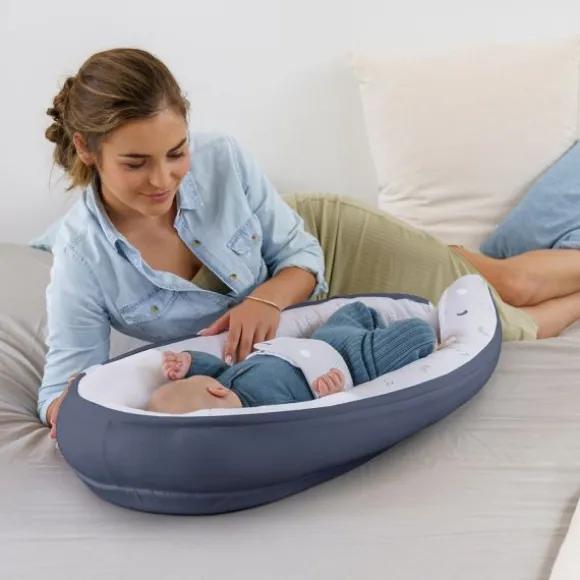Doomoo Cocoon Moon Babynestje Blue / Grey