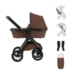 Dubatti One E6 Kinderwagen Dark Brown / Walnut Brown | Dubatti by Römer Autostoeltje Babysafe Pro | Vario Base 5Z