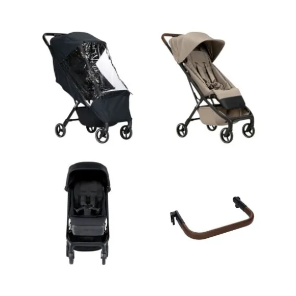 Dubatti Smart Buggy - E2 - Brown / Taupe | Regenhoes Buggy | Summer Seatliner | Bumper Bar Zwart