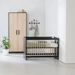 Europe Baby Nova Kledingkast 2-Deurs Zwart Eiken