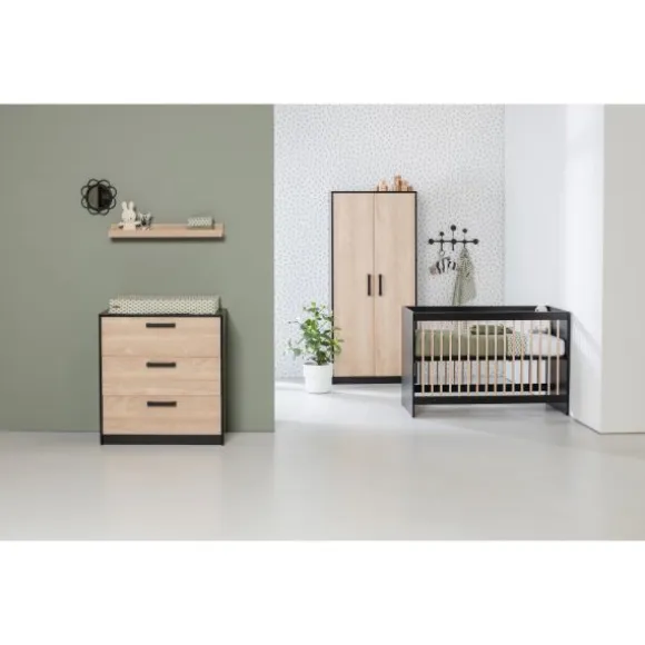 Europe Baby Nova Kledingkast 2-Deurs Zwart Eiken