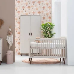 Europe Baby Olivia II Ledikant 60 x 120 cm - Oatmeal / Walnoot - Retro