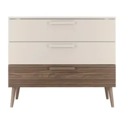 Europe Baby Sev Babykamer Oatmeal/Walnoot | Ledikant 60x120 + Commode