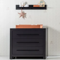 Europe Baby Vittoria III Babykamer Zwart | Bed 70 x 140 cm + Commode