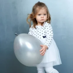 Feetje Classic Stip/Tule Jurkje Wit Mt. 68