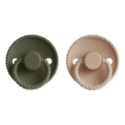 FRIGG Rope Fopspeen Croissant / Olive 6-18 Mnd 2 Stuks