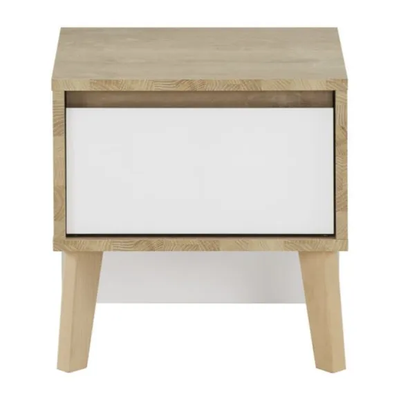 Gami Larvik Nachttafel - Licht Eiken - Wit Look