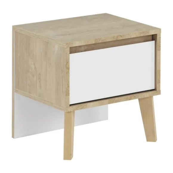 Gami Larvik Nachttafel - Licht Eiken - Wit Look