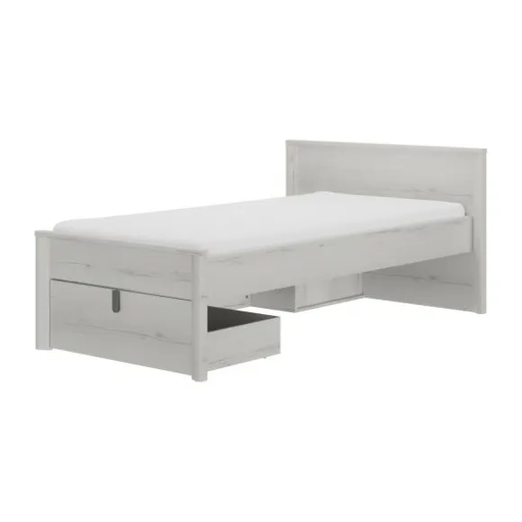 Gautier Lugano Laag Compact Bed - 90x200 cm - Gebleekte Helvezia Eiken