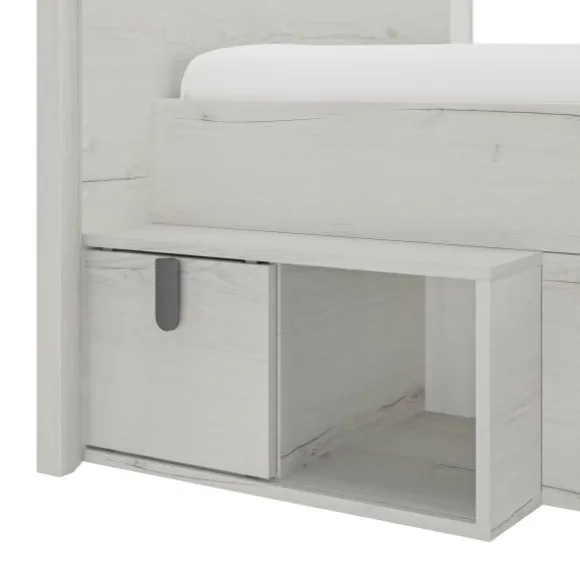 Gautier Lugano Laag Compact Bed - 90x200 cm - Gebleekte Helvezia Eiken