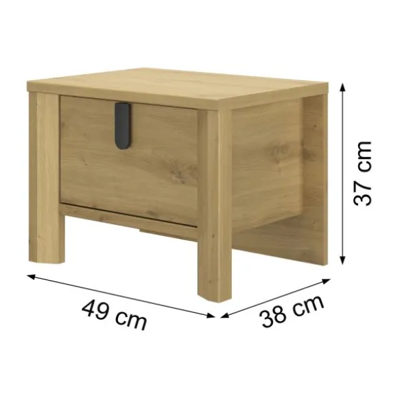 Gautier Lugano Nachtkastje 1 Lade - Artisan Eiken