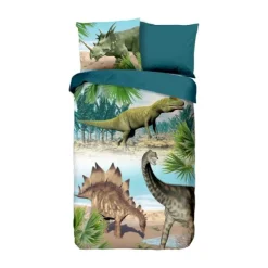 Good Morning Dino Dekbedovertrek Multi 140 x 200 / 220 cm
