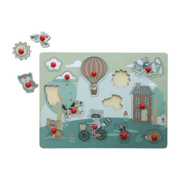 Jep! Kids Houten Knopjespuzzel - Garden - Multicolor