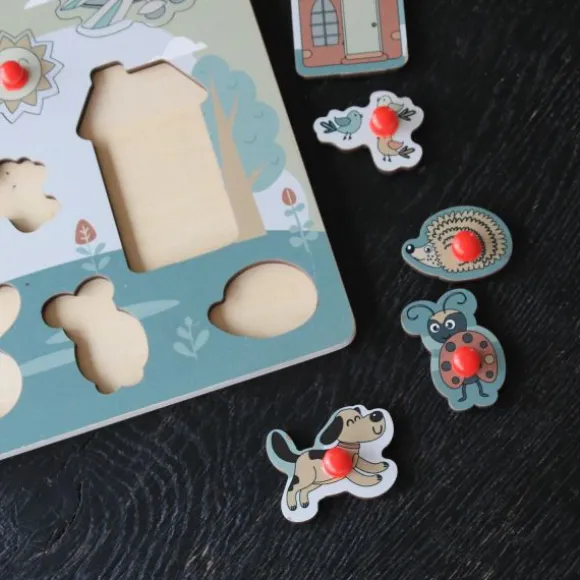 Jep! Kids Houten Knopjespuzzel - Garden - Multicolor