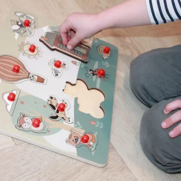 Jep! Kids Houten Knopjespuzzel - Garden - Multicolor