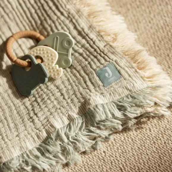 Jollein Deken Wieg - 75 x 100 cm Fringe Stripe Biscuit/Ivory GOTS