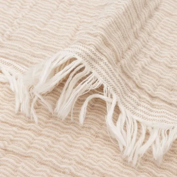 Jollein Deken Wieg - 75 x 100 cm Fringe Stripe Biscuit/Ivory GOTS